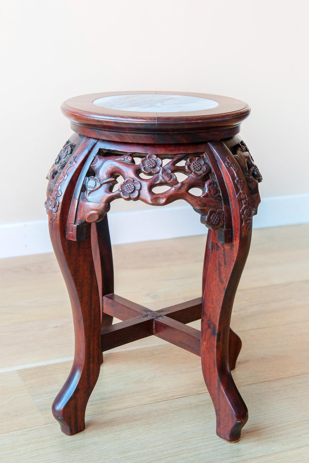 Rosewood Side Table With Marble Top