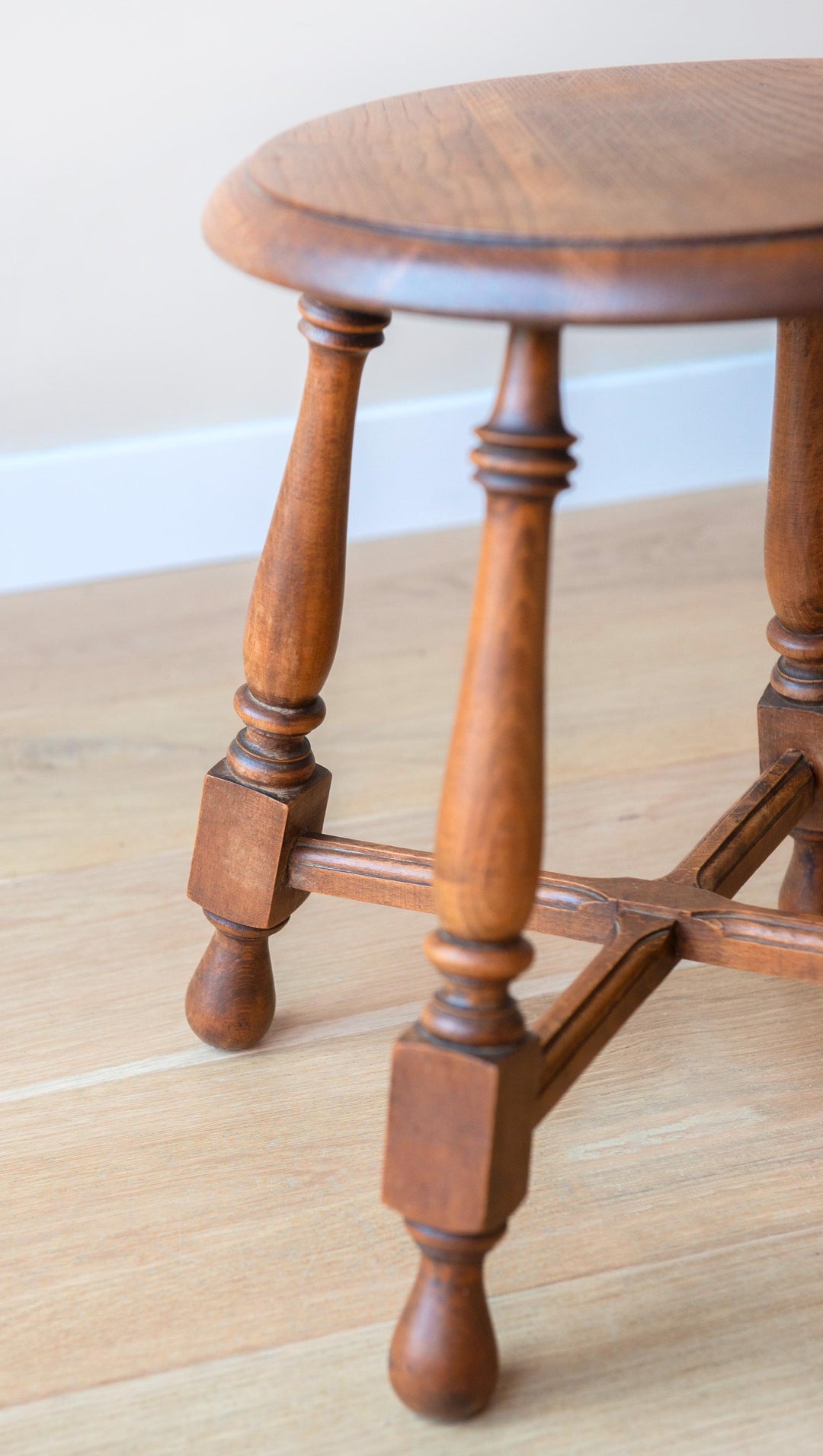 Antique French Farmers Stool, Oak Wood