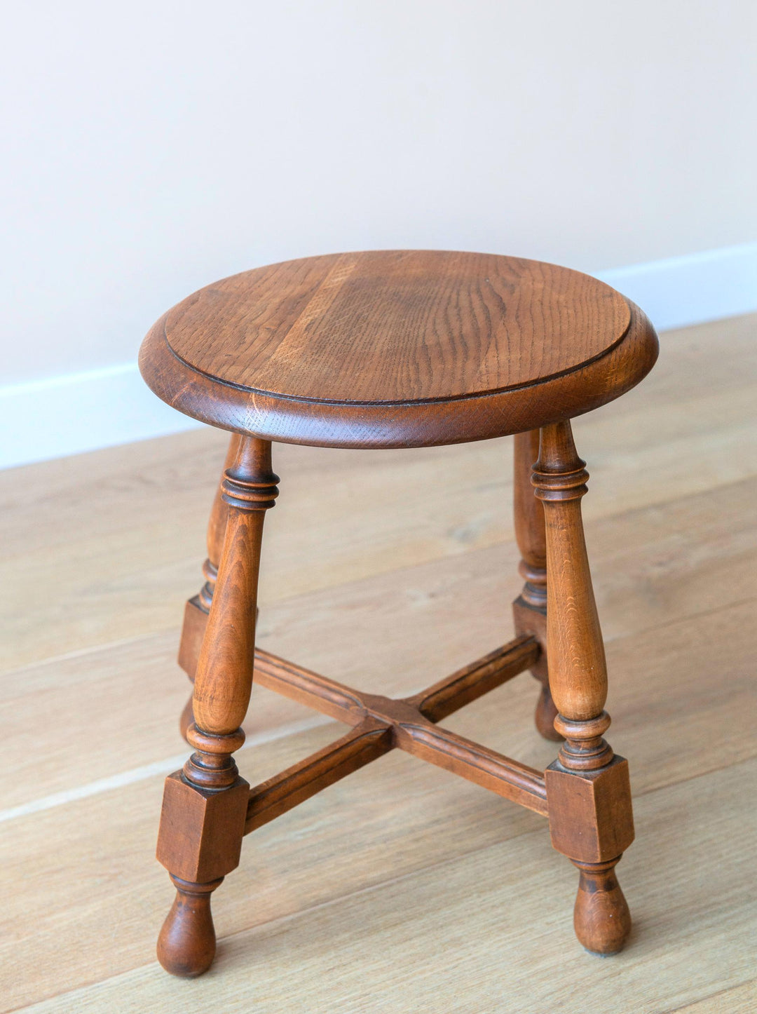 Antique French Farmers Stool, Oak Wood