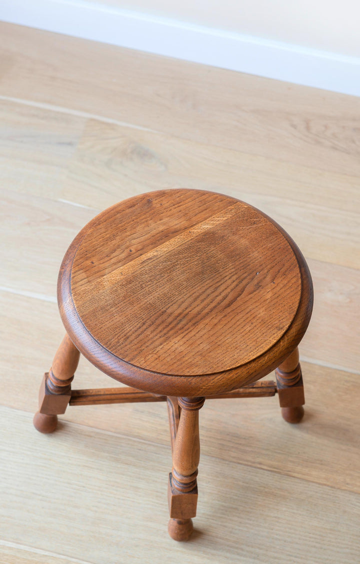 Antique French Farmers Stool, Oak Wood