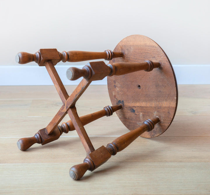 Antique French Farmers Stool, Oak Wood