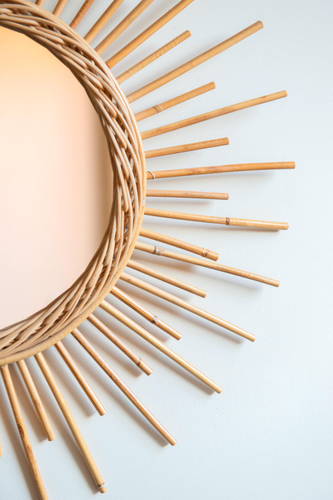 Bamboo Sunburst Mirror, French Riviera, 1960s Design