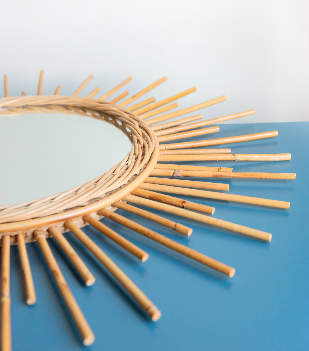 Bamboo Sunburst Mirror, French Riviera, 1960s Design