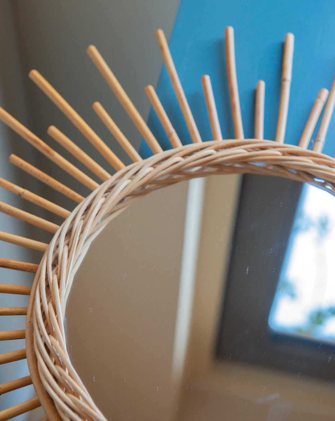 Bamboo Sunburst Mirror, French Riviera, 1960s Design