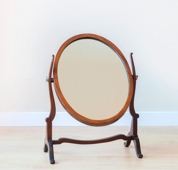 Antique English Table Mirror - Mahogany Wood