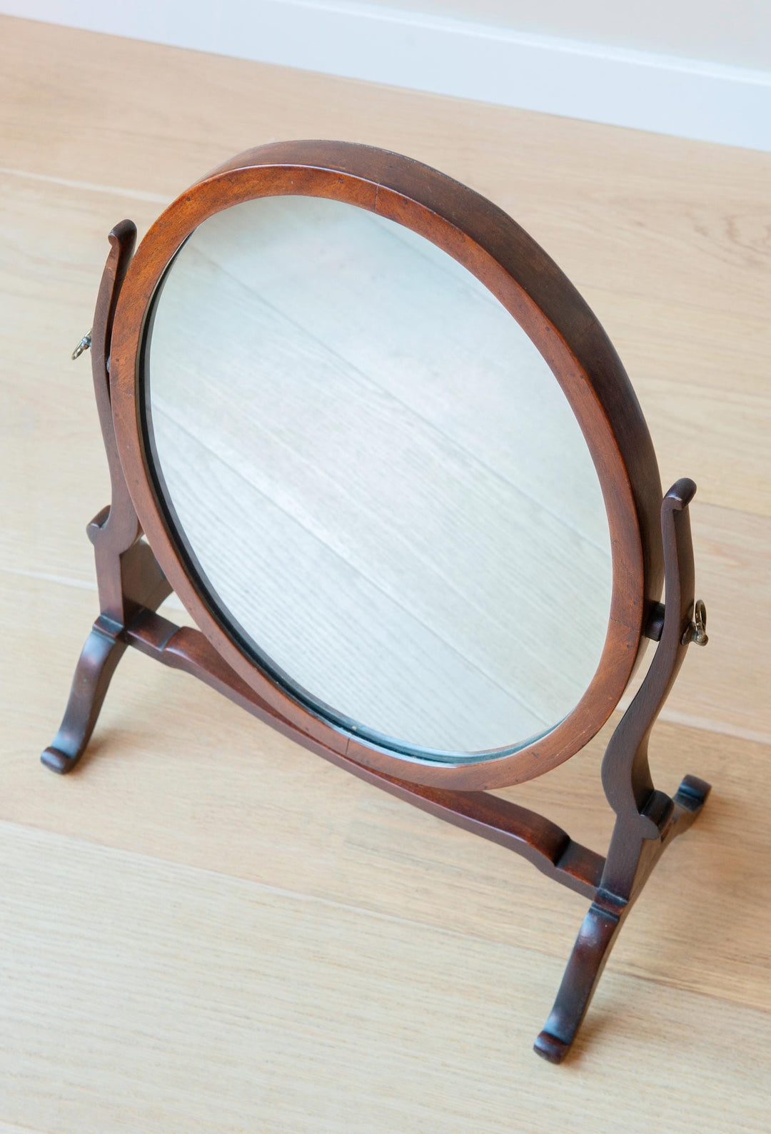 Antique English Table Mirror - Mahogany Wood