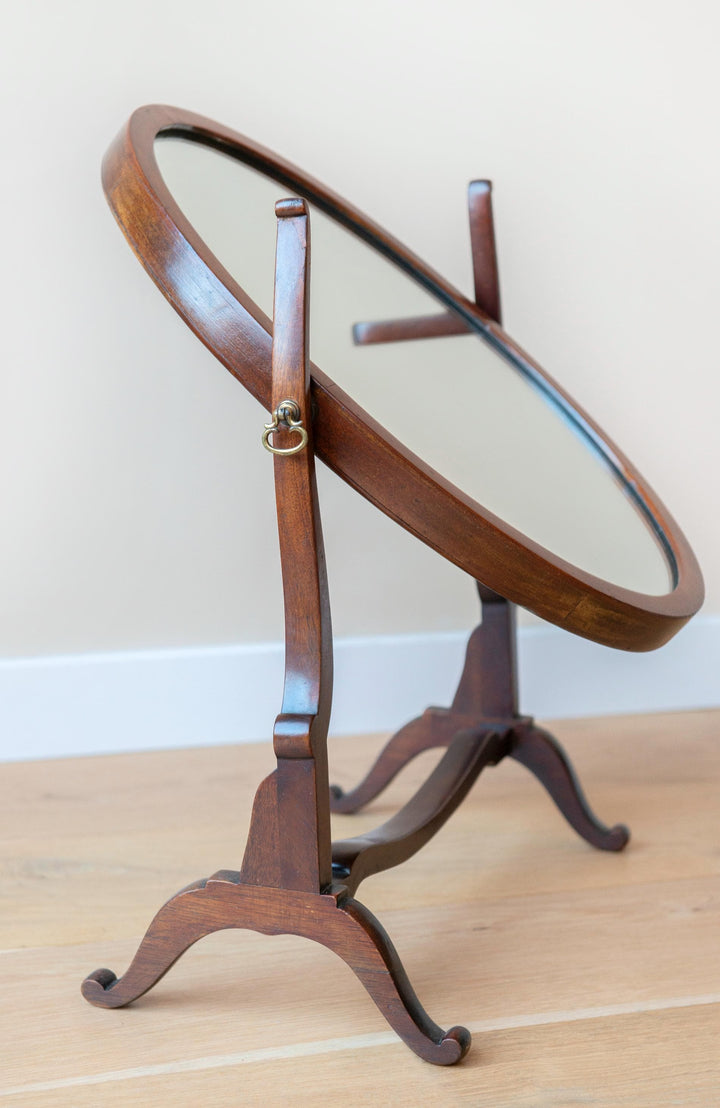 Antique English Table Mirror - Mahogany Wood