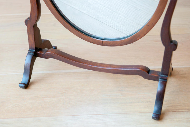 Antique English Table Mirror - Mahogany Wood