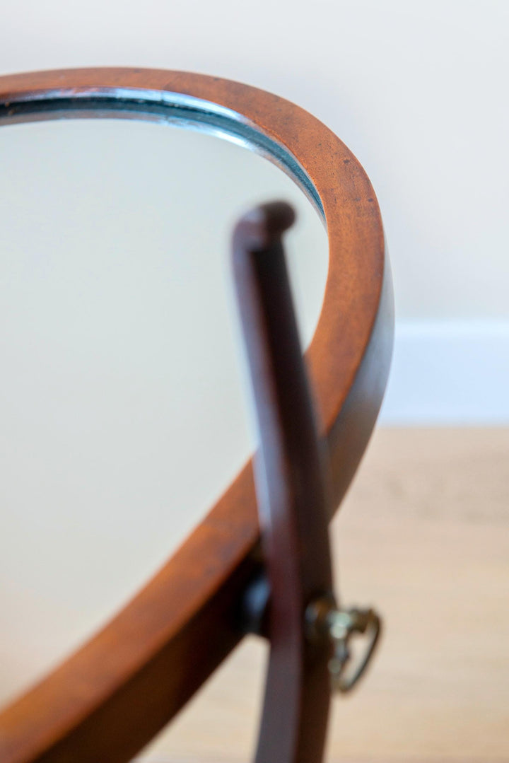 Antique English Table Mirror - Mahogany Wood