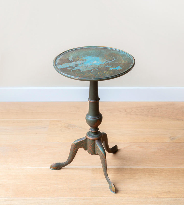 Antique Blue Chinoiserie Wine Table, 19th Century