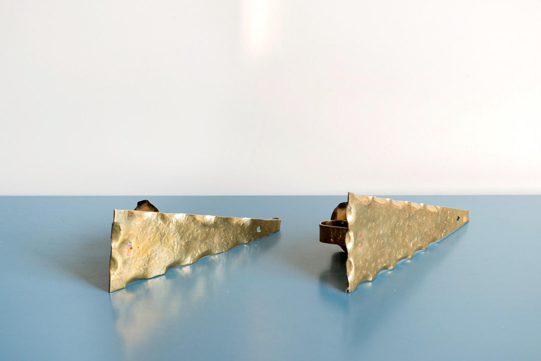 Decorative Hammered Brass Candle Holders for Wall – Set of Two