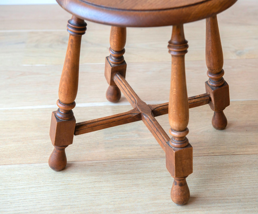 Antique French Farmers Stool, Oak Wood