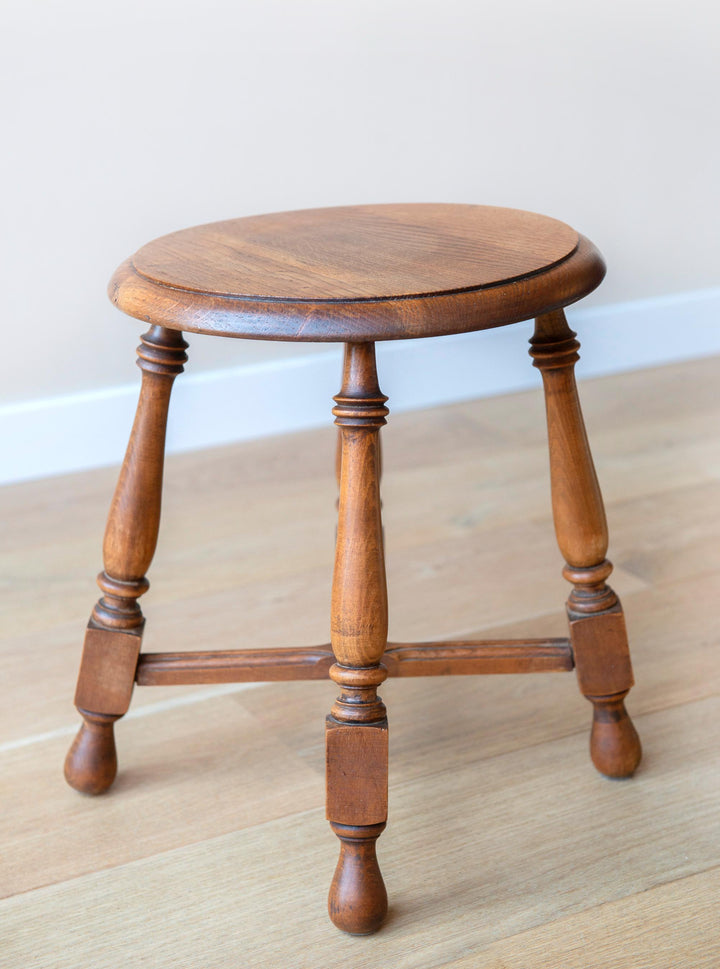 Antique French Farmers Stool, Oak Wood