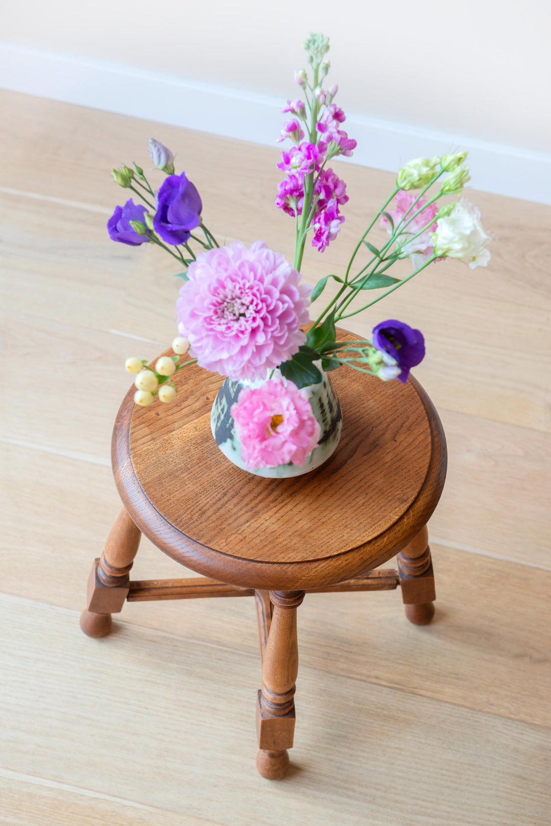 Antique French Farmers Stool, Oak Wood