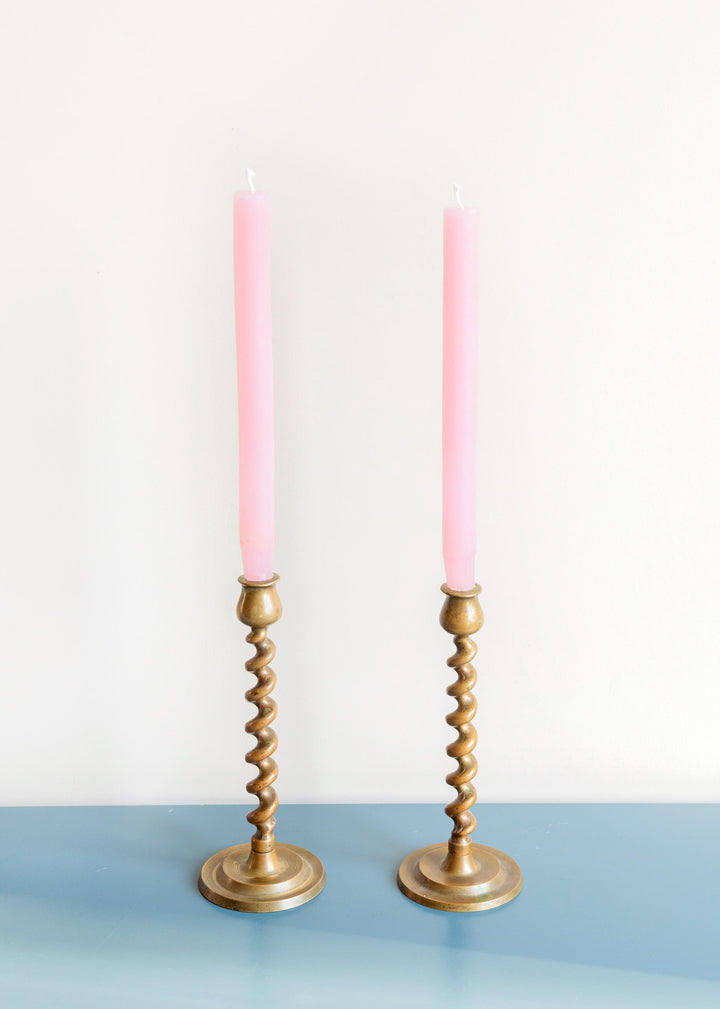 Antique Brass Barley Twist Candle Holders