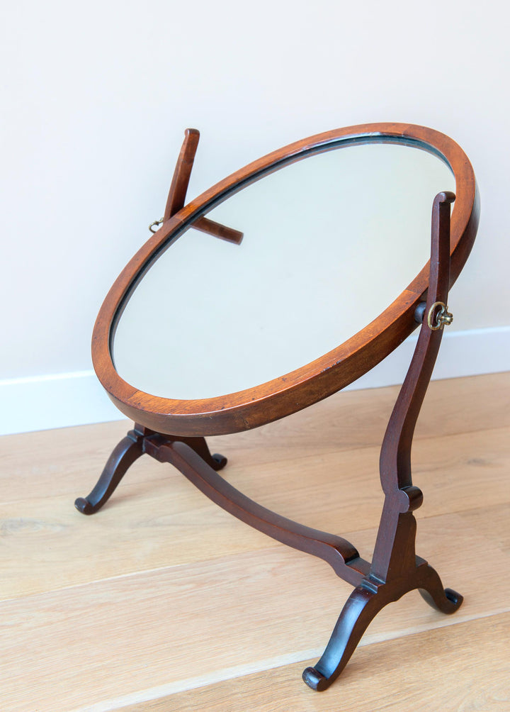 Antique English Table Mirror - Mahogany Wood