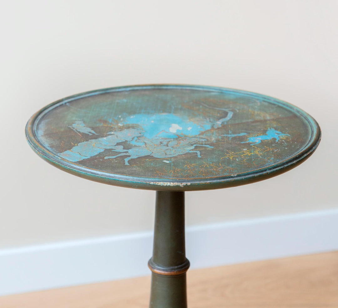 Antique Blue Chinoiserie Wine Table, 19th Century