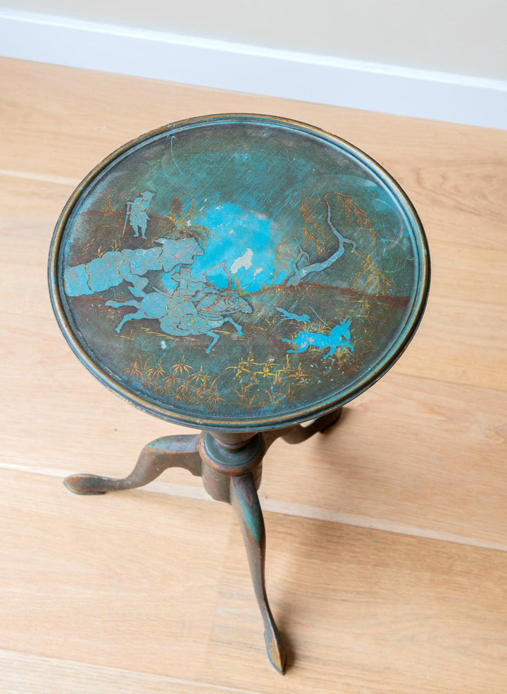 Antique Blue Chinoiserie Wine Table, 19th Century