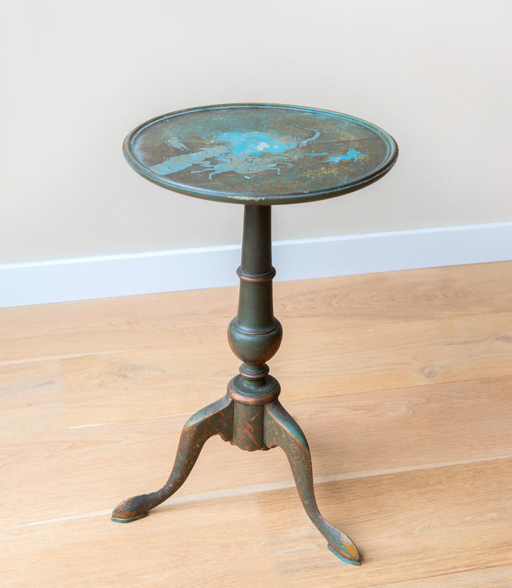 Antique Blue Chinoiserie Wine Table, 19th Century