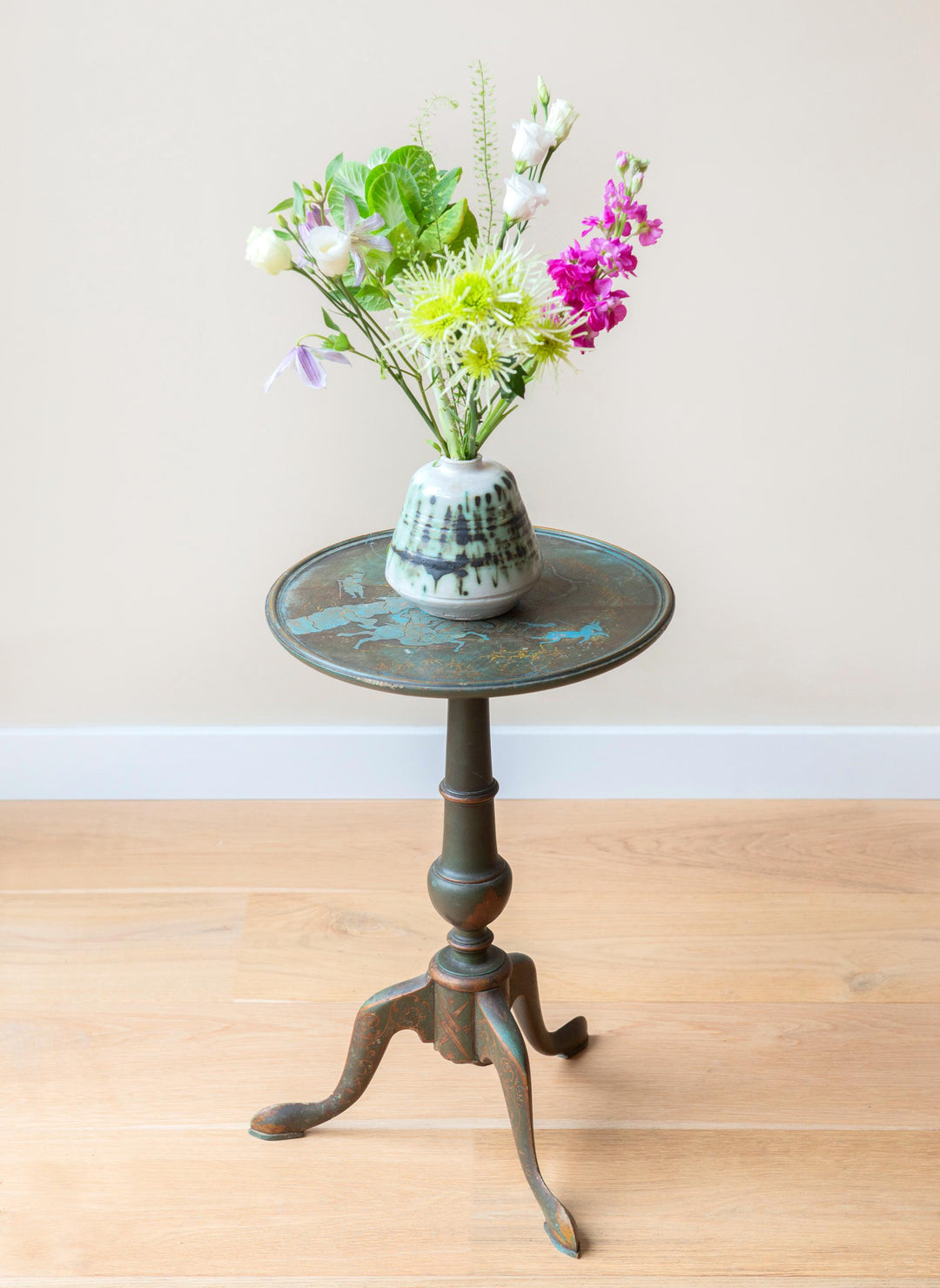 Antique Blue Chinoiserie Wine Table, 19th Century