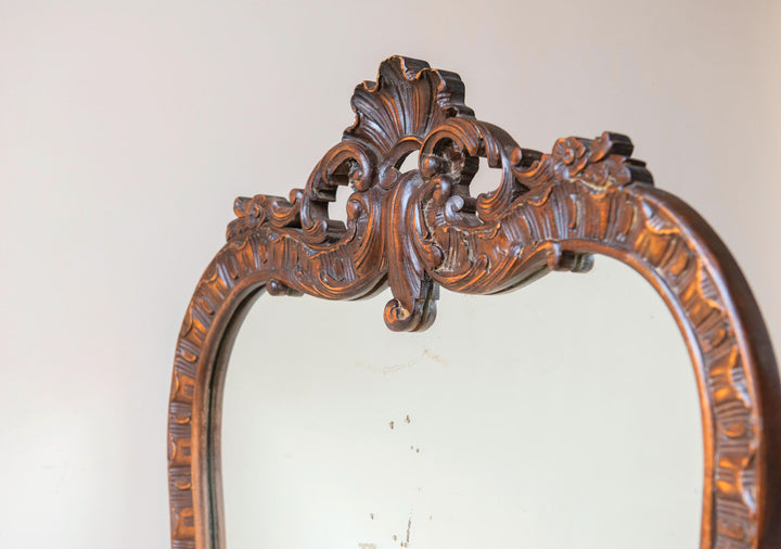 Large Antique Hand Carved Mirror, Victorian Style