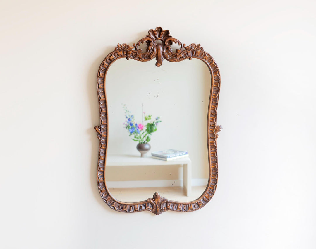 Large Antique Hand Carved Mirror, Victorian Style