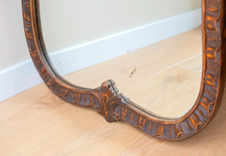 Large Antique Hand Carved Mirror, Victorian Style