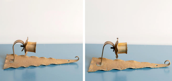 Decorative Hammered Brass Candle Holders for Wall – Set of Two