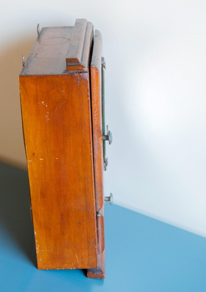 Antique Wall Cabinet With Octagonal Mirror, 1930s