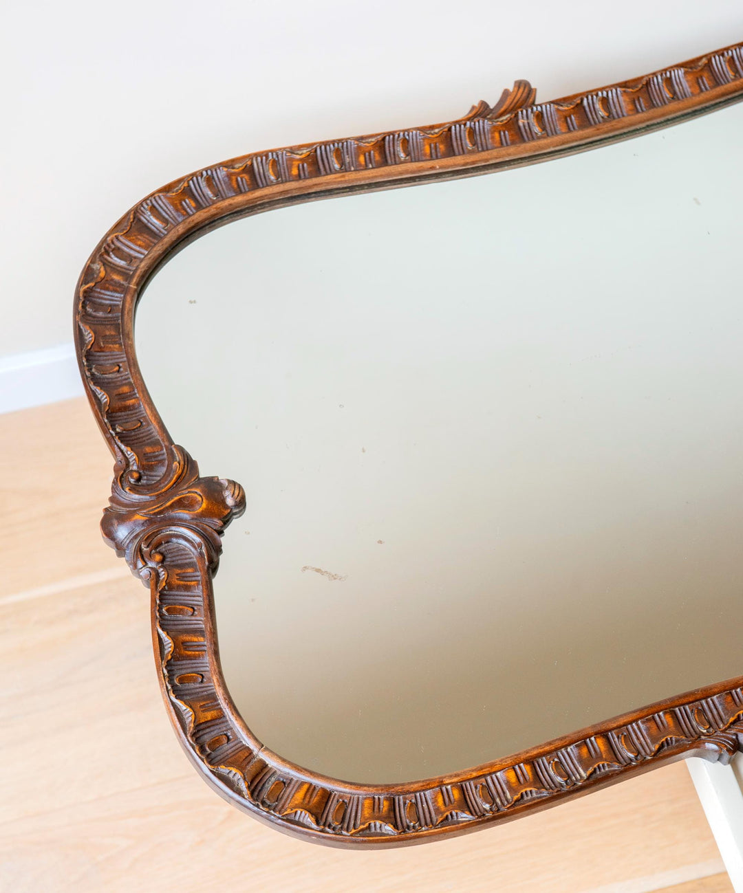 Large Antique Hand Carved Mirror, Victorian Style