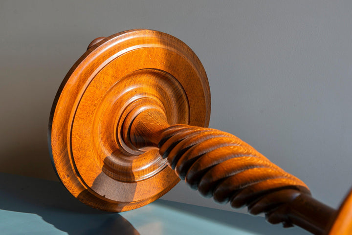 Antique Barley Twist Pedestal Table, Mahogany Wood