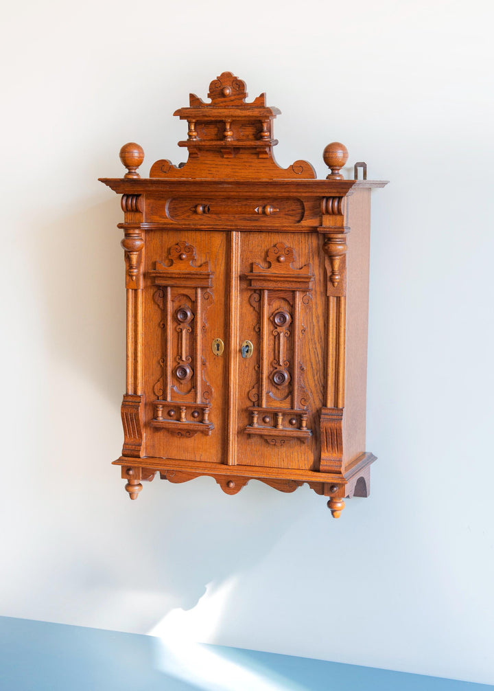 Antique Neo-Gothic Medicine Chest, Hand Carved Wood