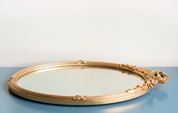 Vintage Oval Gold Mirror - Acanthus Leaves Frame