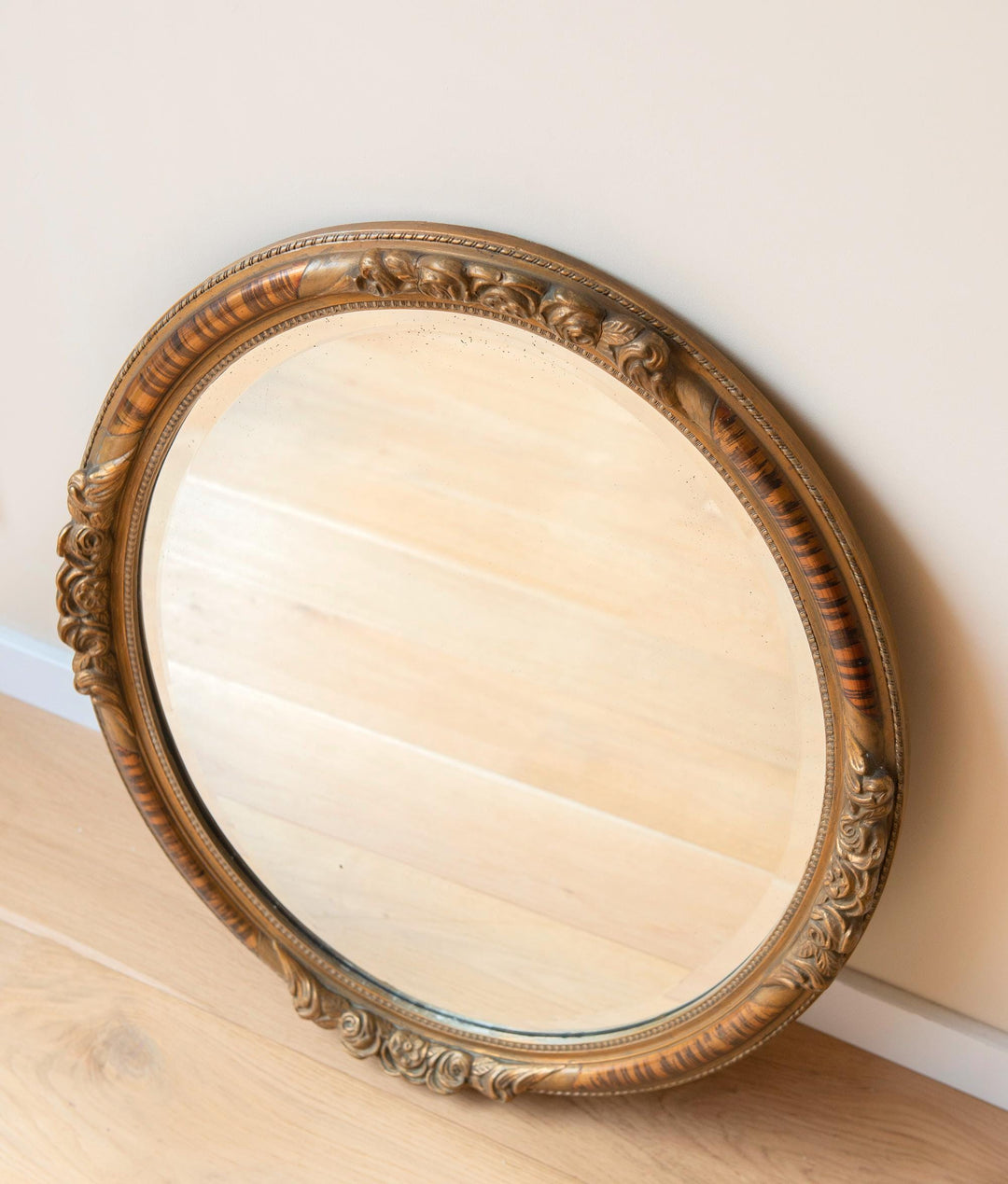 Large Antique Mirror With Beveled Glass - Gold Ornate Frame
