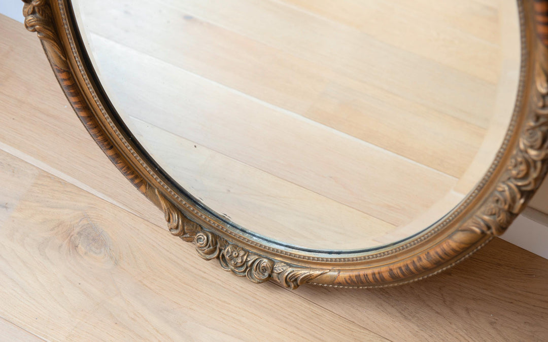 Large Antique Mirror With Beveled Glass - Gold Ornate Frame