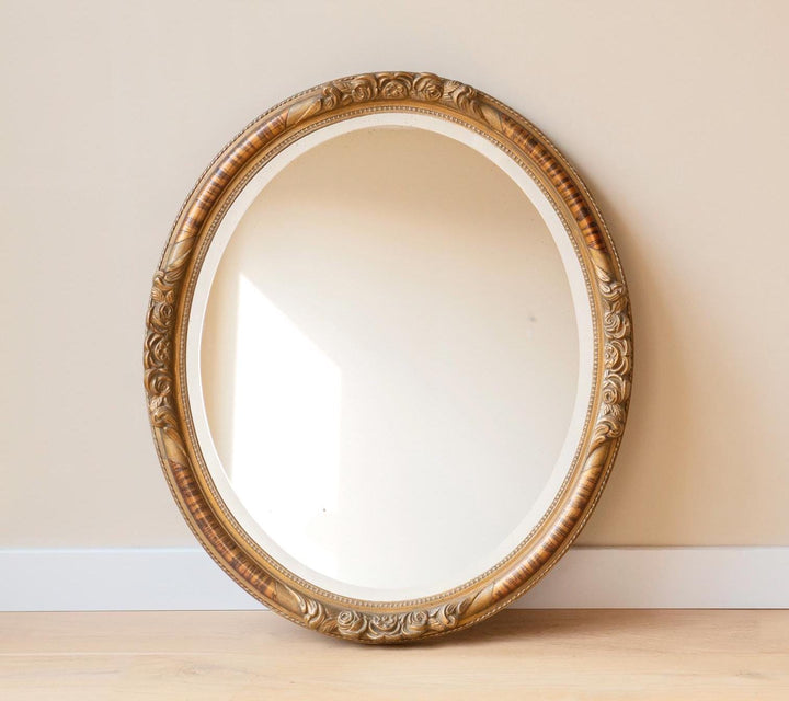 Large Antique Mirror With Beveled Glass - Gold Ornate Frame