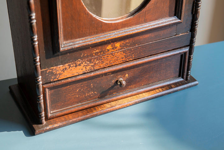 Antique Apothecary Cabinet With Oval Mirror, 1920s Design