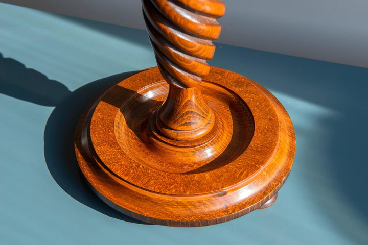 Antique Barley Twist Pedestal Table, Mahogany Wood