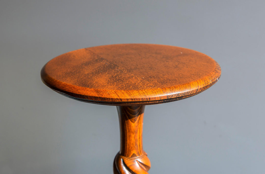 Antique Barley Twist Pedestal Table, Mahogany Wood