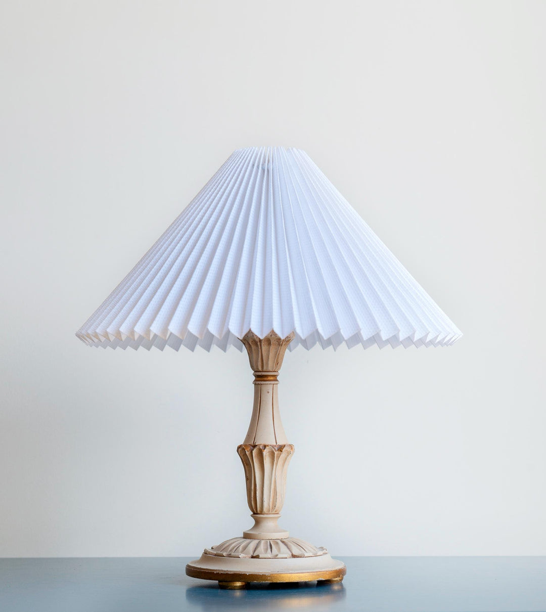 Italian Florentine Table Lamp With Pleated Shade