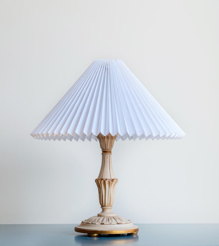 Italian Florentine Table Lamp With Pleated Shade