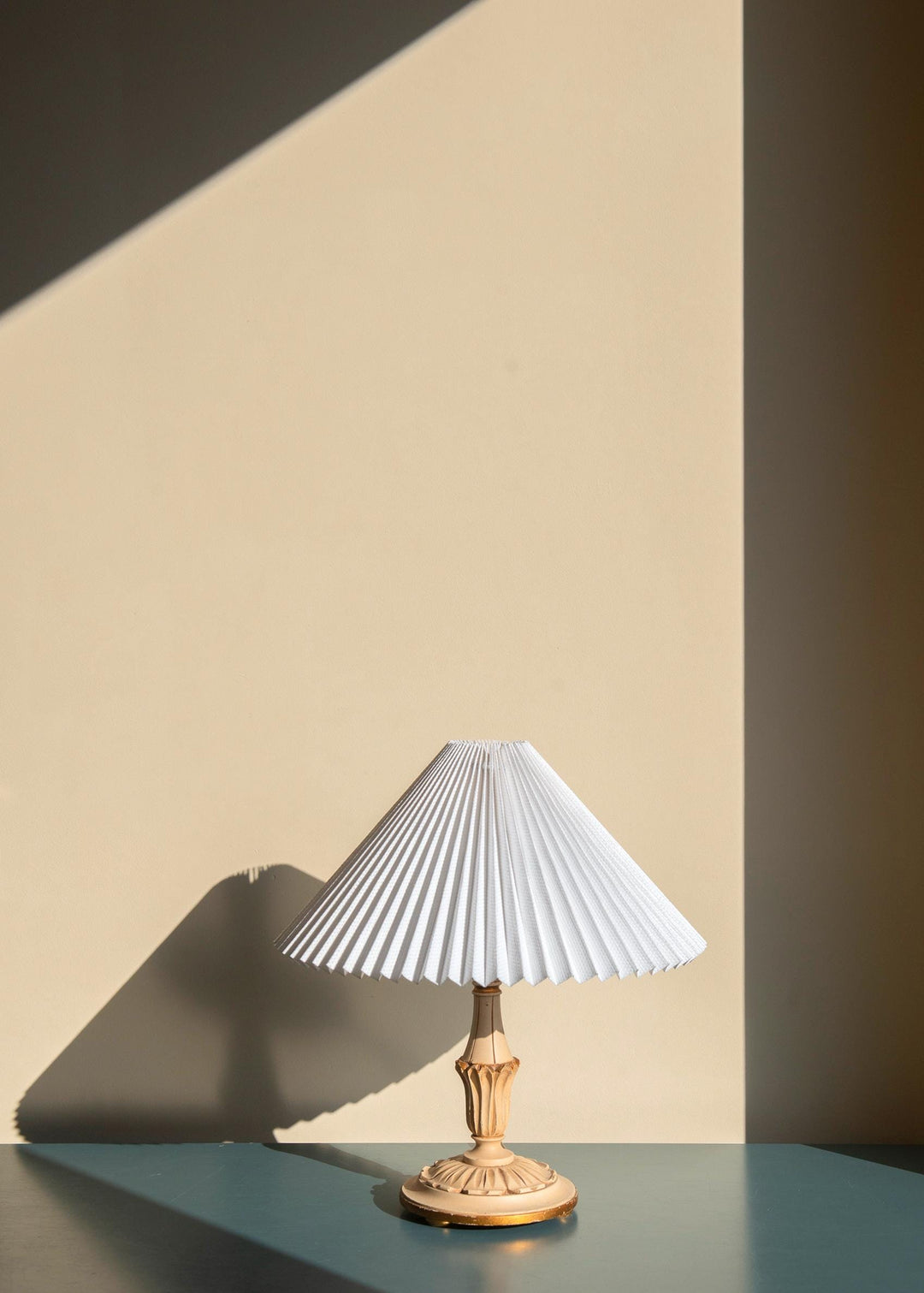 Italian Florentine Table Lamp With Pleated Shade