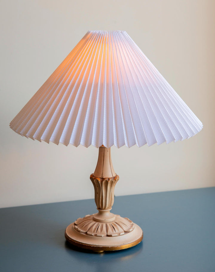 Italian Florentine Table Lamp With Pleated Shade