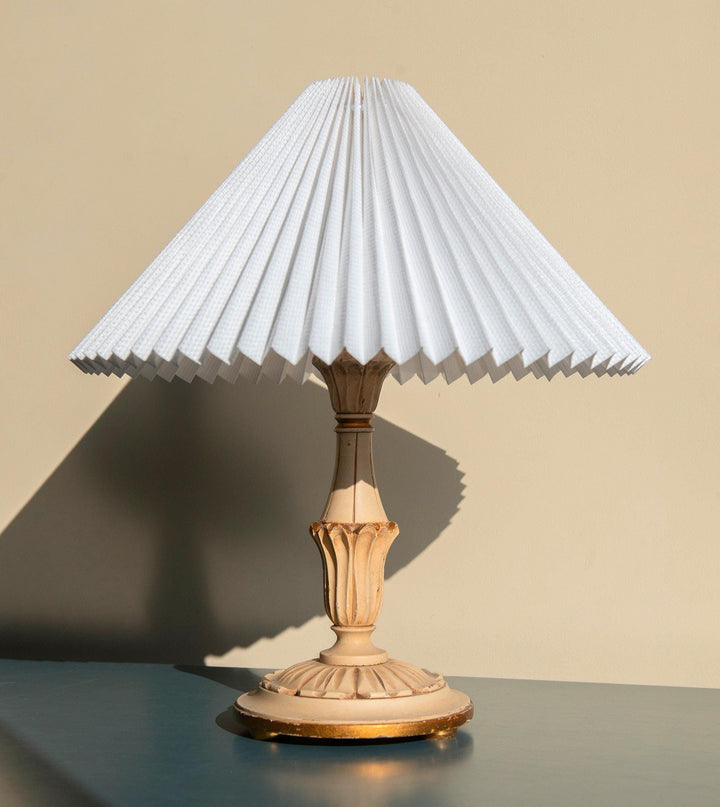 Italian Florentine Table Lamp With Pleated Shade