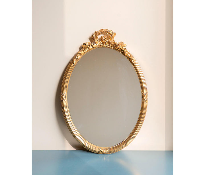 Vintage Oval Gold Mirror - Acanthus Leaves Frame