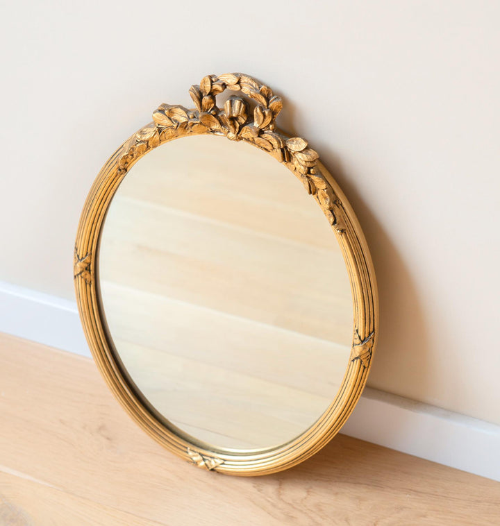 Vintage Oval Gold Mirror - Acanthus Leaves Frame