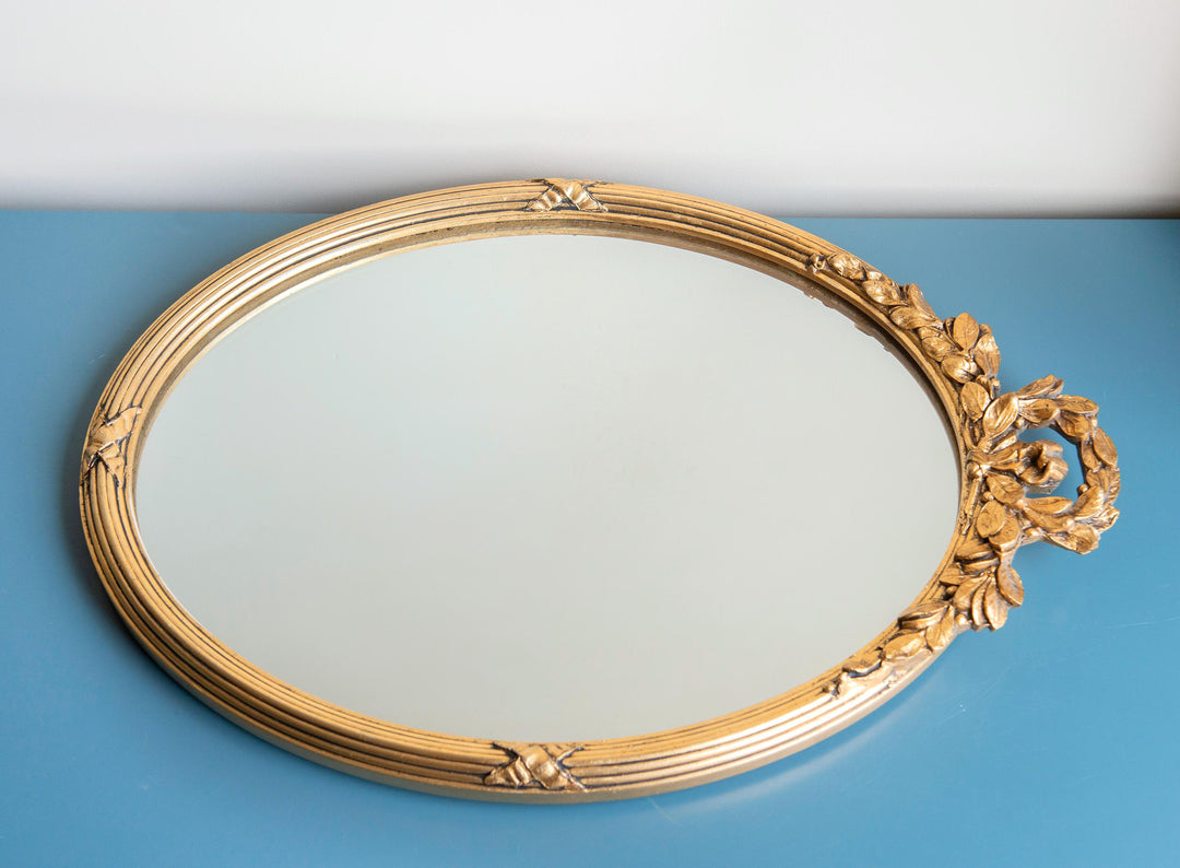 Vintage Oval Gold Mirror - Acanthus Leaves Frame