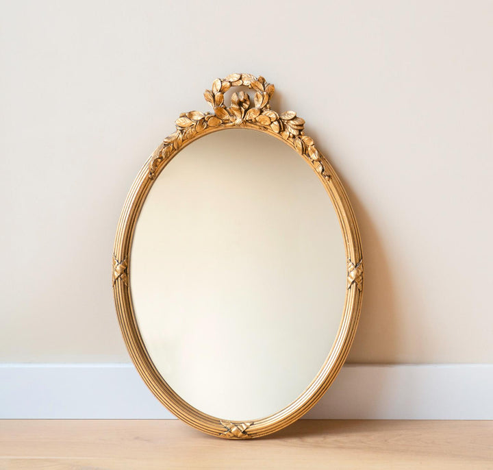 Vintage Oval Gold Mirror - Acanthus Leaves Frame