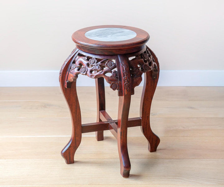 Rosewood Side Table With Marble Top
