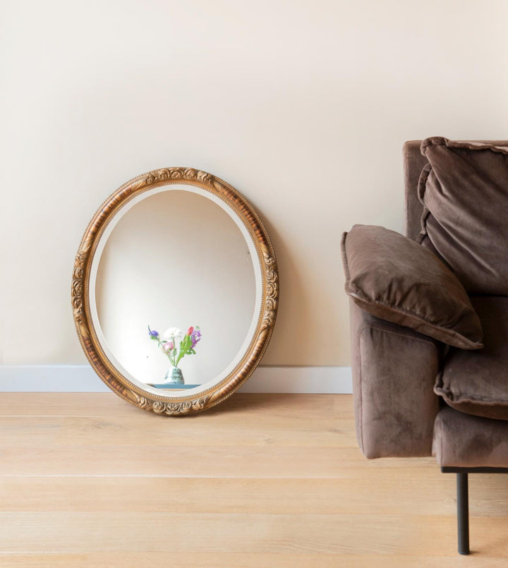 Large Antique Mirror With Beveled Glass - Gold Ornate Frame